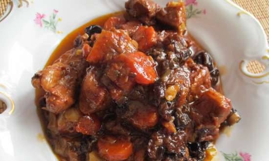 Pork stew with prunes in a slow cooker (according to Jamie Oliver's recipe)