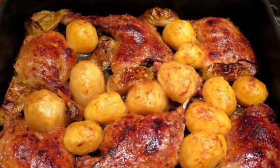 Duck legs baked with apples and potatoes