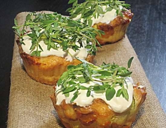 Muffins with zucchini and feta cheese for a snack