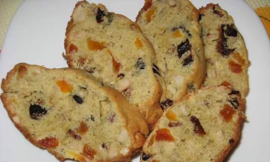Cupcake with dried apricots, prunes and peanuts