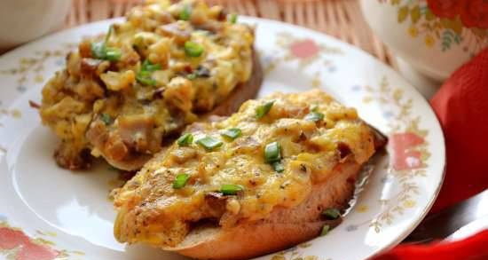 Hot sandwiches with smoked chicken and cheese