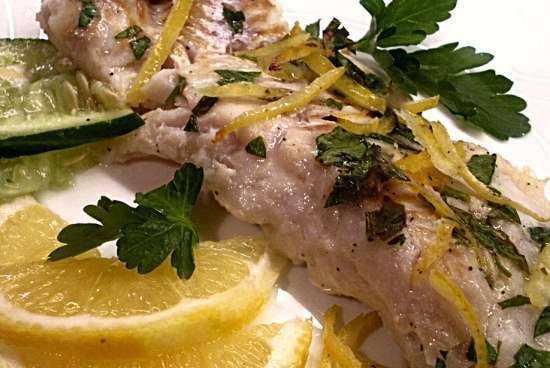 Lemon fish baked with cucumbers and celery