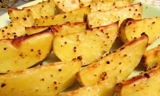 Potatoes baked in kefir-mustard marinade
