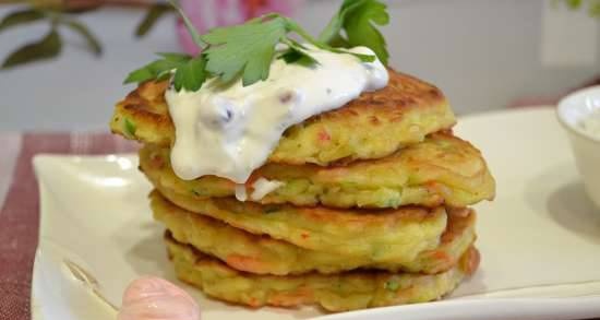 Winter pancakes with zucchini, apples, carrots