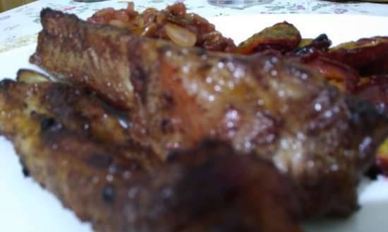 Pork ribs with baked plums