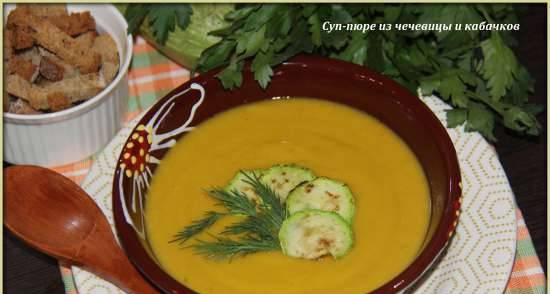 Lentil and zucchini puree soup (Vitek VT-2620 soup blender)