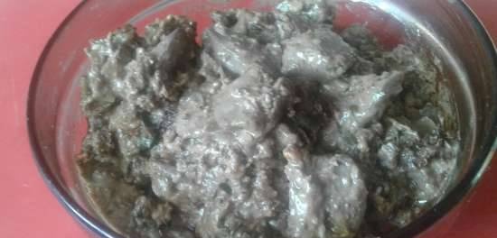 Liver in peanut sauce with garlic