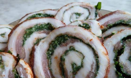 Lard roll with herbs