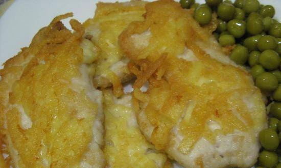 Chicken fillet chops in cheese