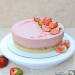 Strawberry mousse cake with a crunchy nut-chocolate layer