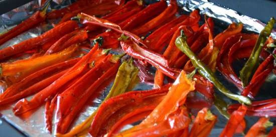 Hot chili pepper, dried in the oven, in fragrant oil