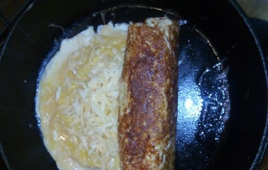 Pan-fried squash and egg roll