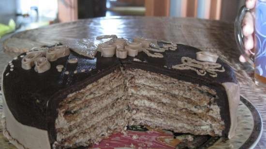 Cake with glass layers or Cake 100 nuts