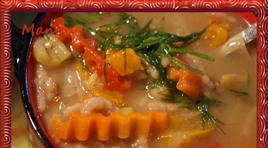 מרק ירקות עם מרק פטריות עם כופתאות כוסמת רתומה (KitchenAid multicooker)