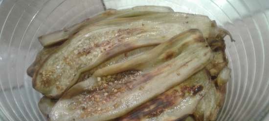 Eggplant tongues in honey marinade