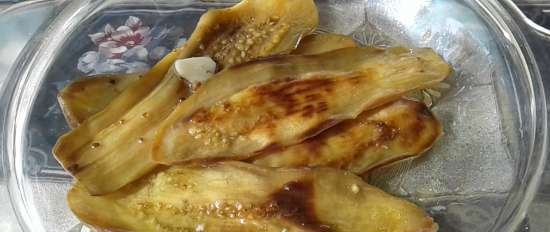 Eggplant tongues in honey marinade