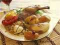 Goose stuffed with apples and baked whole