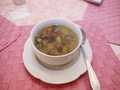 Light summer soup or Russian-style minestrone in a slow cooker