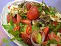 Avocado salad with strawberries and mozzarella