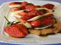 Toast with strawberries and suluguni cheese