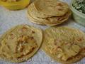 Whey chapatis with pea puree