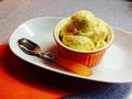 Olive ice cream with sage, orange and apricot marmalade. Sugar and Animal Fat Free