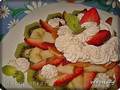 Fruit salad with strawberry mayonnaise