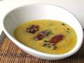 Pineapple soup with dates and passion fruit