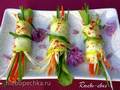 Young zucchini rolls with young cheese and vegetables
