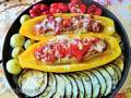 Stuffed zucchini with meat and vegetables in Pizza Maker Princess 115000